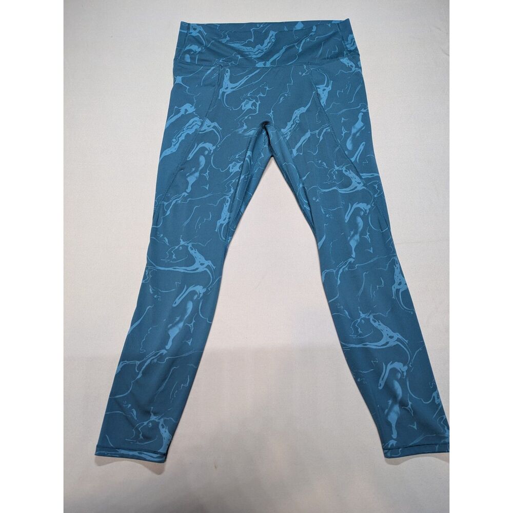 All in Motion Womens XL High Rise Leggings Blue Marble Print Yoga Athletic
